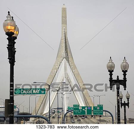 Street lights on a bridge, Leonard P. Zakim Bunker Hill Bridge, Boston, Suffolk County, Massachusetts, USA View Large Photo Image Stock Image - Street lights on a bridge, Leonard P. Zakim Bunker Hill Bridge, Boston, Suffolk County, Massachusetts, USA. Fotosearch