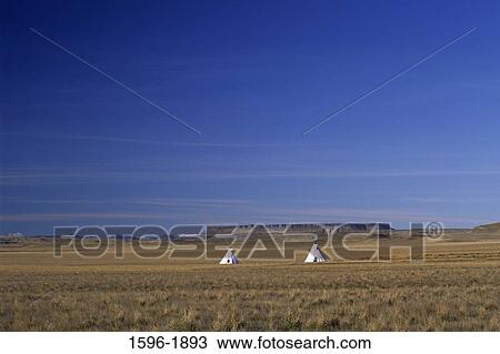 Teepees on a prairie, Ulm Pishkun State Park, Montana, USA View Large Photo Image Stock Image - Teepees on a prairie, Ulm Pishkun State Park, Montana, USA. Fotosearch