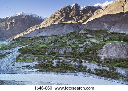 Terrace fields at the downside of a mountain range, Baltoro River, Karakoram Range, Baltistan, Pakistan View Large Photo Image Stock Image - Terrace fields at the downside of a mountain range, Baltoro River, Karakoram Range, Baltistan, Pakistan. Fotosearch