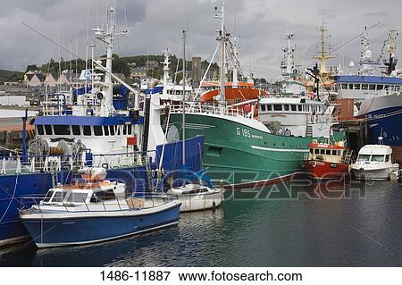 Stock Photo - Trawlers at a port, Port Of Killybegs, Killybegs, County Donegal, Ulster Province, Ireland. Fotosearch