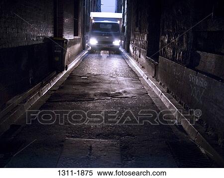Stock Photography - Truck in an alley, Melbourne, Victoria, Australia. Fotosearch
