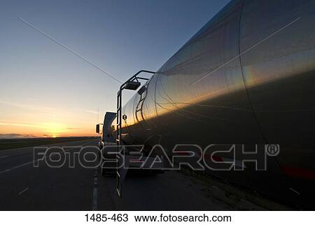 Stock Image - Truck on a highway, Interstate 80, Wyoming, USA. Fotosearch