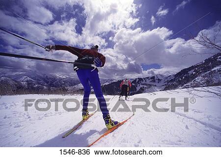 Two people cross country skiing, Sundance, Utah, USA View Large Photo Image Stock Photograph - Two people cross country skiing, Sundance, Utah, USA. Fotosearch