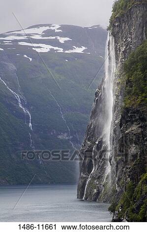 Waterfall, Geirangerfjord, More og Romsdal, Sunnmore, Norway View Large Photo Image Stock Image - Waterfall, Geirangerfjord, More og Romsdal, Sunnmore, Norway. Fotosearch