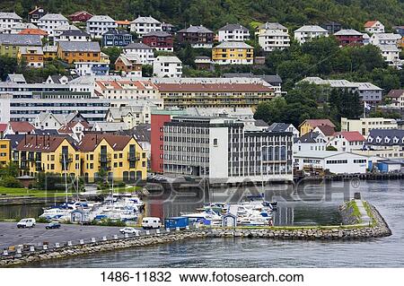 Stock Image - Yachts at a marina, Bergen, Hordaland County, Norway. Fotosearch