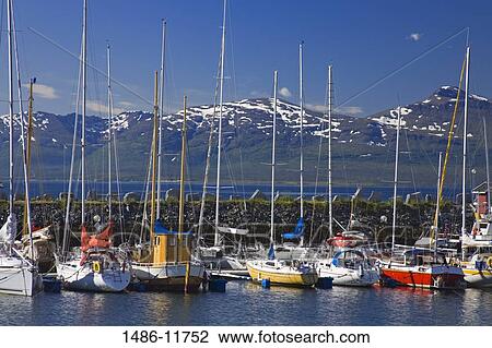 Stock Image - Yachts at a marina, Tromso, Toms County, Nord-Norge, Norway. Fotosearch