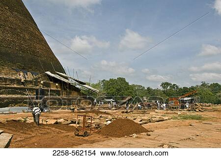 Archaeological dig site at a stupa, Abhayagiri Dagaba, Anuradhapura, Sri Lanka View Large Photo Image Picture - Archaeological dig site at a stupa, Abhayagiri Dagaba, Anuradhapura, Sri Lanka. Fotosearch