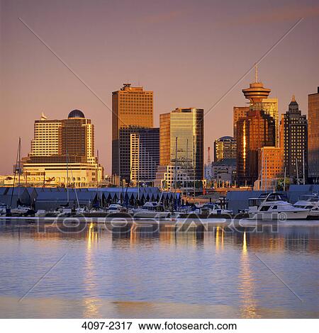 Stock Photo - Buildings at the waterfront, Coal Harbor, Vancouver, British Columbia, Canada. Fotosearch