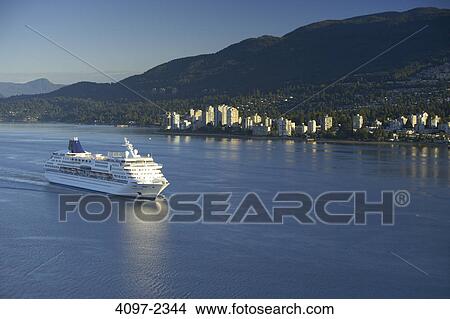 Cruise ship in a bay, Vancouver, British Columbia, Canada View Large Photo Image Picture - Cruise ship in a bay, Vancouver, British Columbia, Canada. Fotosearch