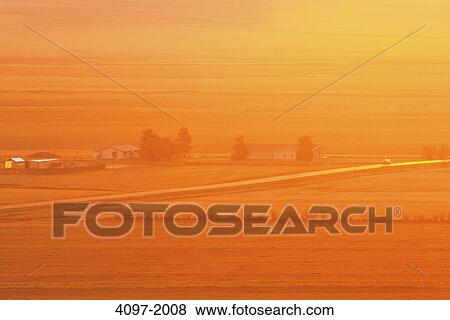 Farm at sunrise, Alberta, Canada View Large Photo Image Stock Photo - Farm at sunrise, Alberta, Canada. Fotosearch