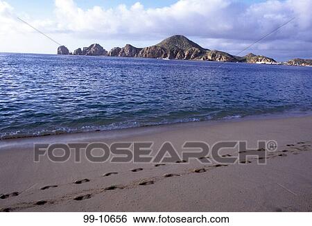 Footprints on the beach, Medano Beach, Cabo San Lucas, Baja California, Mexico View Large Photo Image Stock Photograph - Footprints on the beach, Medano Beach, Cabo San Lucas, Baja California, Mexico. Fotosearch