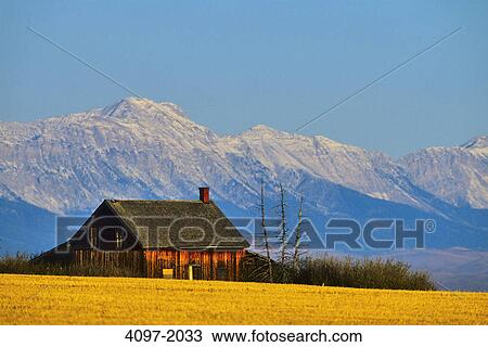 Stock Image - House in a field, Alberta, Canada. Fotosearch