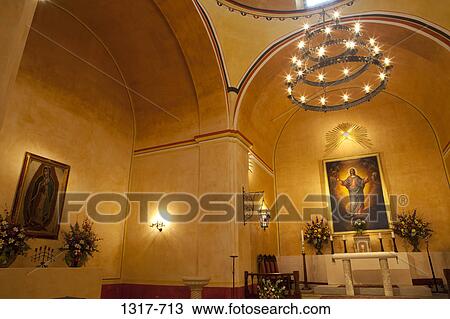 Stock Image - Interiors of a church, Mission Concepcion, San Antonio Missions National Historical Park, San Antonio, Texas, USA. Fotosearch
