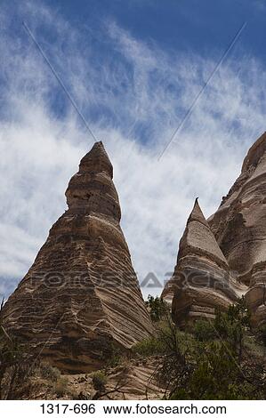 Stock Photograph - Low angle view of rock formations, Kasha-Katuwe Tent Rocks, Sandoval County, New Mexico, USA. Fotosearch