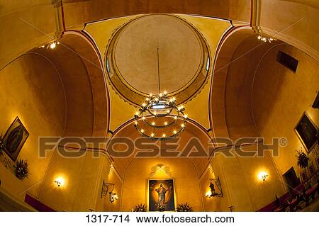 Picture - Low angle view of the ceiling of a church, Mission Concepcion, San Antonio Missions National Historical Park, San Antonio, Texas, USA. Fotosearch