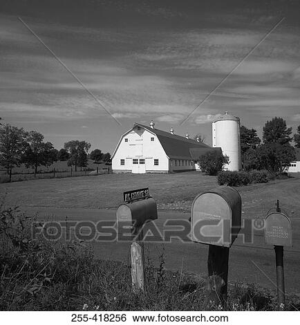 Mailboxex in rural scenery View Large Photo Image Stock Photograph - Mailboxex in rural scenery. Fotosearch