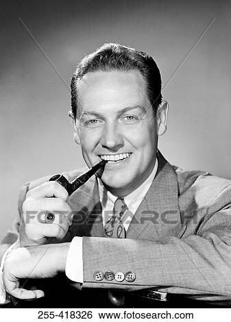 Stock Photograph - Mature man with pipe. Fotosearch