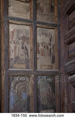 Stock Photography - Murals on the door of a church, Atotonilco, Guanajuato, Mexico. Fotosearch