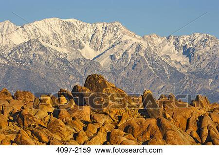 Stock Photo - Panoramic view of mountains, Alabama Hills, Californian Sierra Nevada, California, USA. Fotosearch