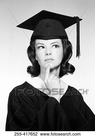 Pensive female graduate student View Large Photo Image Stock Image - Pensive female graduate student. Fotosearch