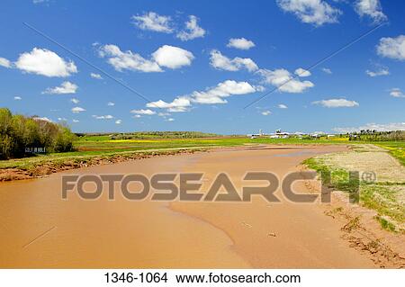 Picture - River passing through a landscape, Stewiacke River, Nova Scotia, Canada. Fotosearch