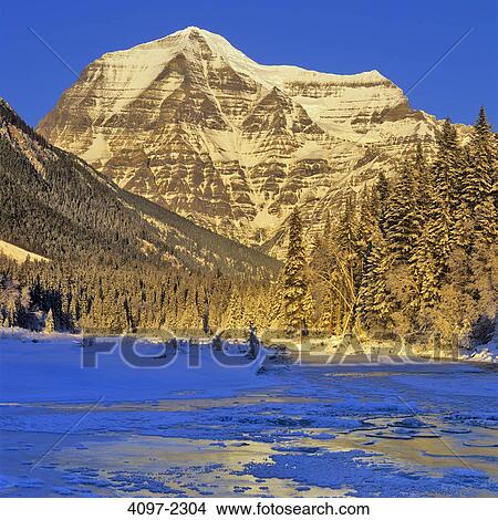 Picture - River passing through mountains, Mt Robson, Mount Robson Provincial Park, British Columbia, Canada. Fotosearch