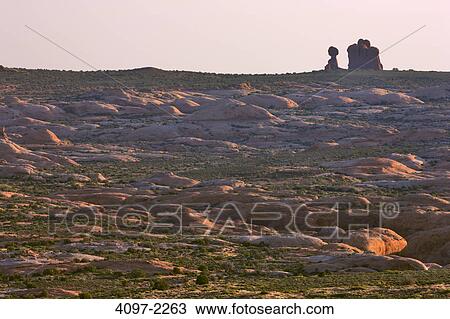 Stock Image - Rock formations in a canyon, Arches National Park, Utah, USA. Fotosearch
