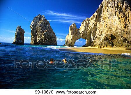Stock Image - Rock formations in the ocean, El Arco De Cabo San Lucas, Cabo San Lucas, Baja California, Mexico. Fotosearch