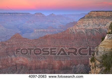 Stock Image - Rock formations on a landscape, Colorado River, Mather Point, South Rim, Grand Canyon National Park, Arizona, USA. Fotosearch
