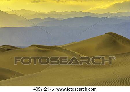 Stock Photography - Sand dunes in a desert, Mesquite Flat Dunes, Death Valley National Park, California, USA. Fotosearch