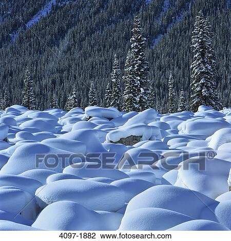 Stock Image - Snow covered landscape, Jasper National Park, Alberta, Canada. Fotosearch