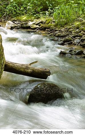 Stock Image - Stream flowing through rocks, North Carolina, USA. Fotosearch
