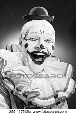Studio portrait of clown laughing View Large Photo Image Stock Image - Studio portrait of clown laughing. Fotosearch