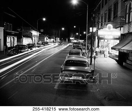 Town street by night View Large Photo Image Stock Photography - Town street by night. Fotosearch
