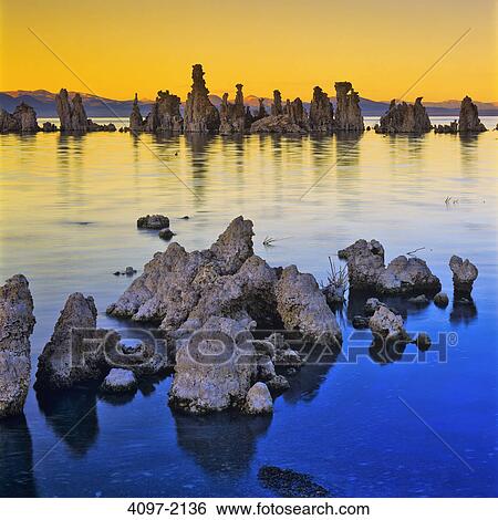 Tufa formations in a lake, Mono Lake, California, USA View Large Photo Image Stock Photograph - Tufa formations in a lake, Mono Lake, California, USA. Fotosearch