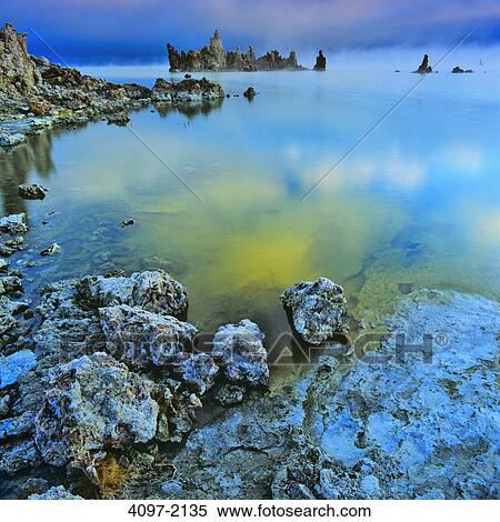 Stock Photography - Tufa formations in a lake, Mono Lake, California, USA. Fotosearch
