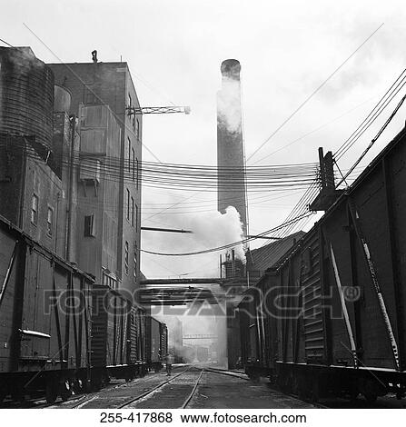 Stock Photo - USA, New England, Vermont, Hoosick Falls, Wood and pulp mill. Fotosearch