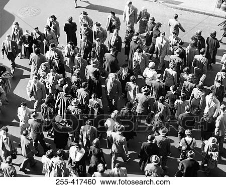 USA, New York City, high angle view of pedestrians crossing street View Large Photo Image Stock Image - USA, New York City, high angle view of pedestrians crossing street. Fotosearch