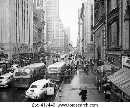 USA, New York City, street scene on rainy day View Large Photo Image Stock Image - USA, New York City, street scene on rainy day. Fotosearch