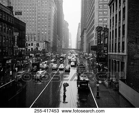 USA, New York City, street scene on rainy day View Large Photo Image Stock Image - USA, New York City, street scene on rainy day. Fotosearch