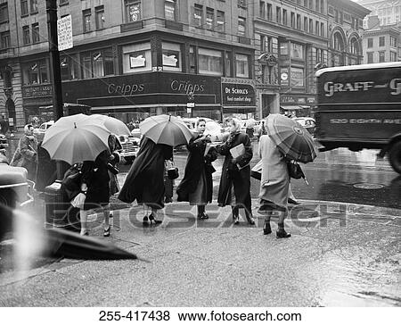 Stock Photo - USA, New York City, street scene on rainy day. Fotosearch