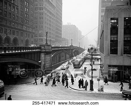 Stock Image - USA, New York City, winter street scene. Fotosearch