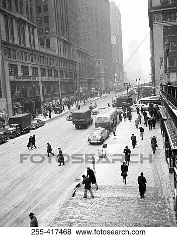Stock Photo - USA, New York City, winter street scene. Fotosearch