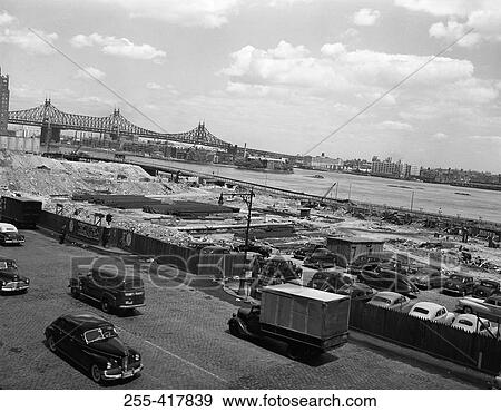 Stock Photo - USA, New York State, New York city, view over site of United Nations building area along the East River. Fotosearch