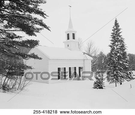 Stock Photo - Village church in winter. Fotosearch