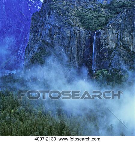 Waterfall in a forest, Bridal Veil Falls, Yosemite Valley, Yosemite National Park, California, USA View Large Photo Image Stock Image - Waterfall in a forest, Bridal Veil Falls, Yosemite Valley, Yosemite National Park, California, USA. Fotosearch
