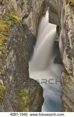 Stock Photography - Waterfall, Maligne Canyon, Canadian Rockies, Jasper National Park, Alberta, Canada. Fotosearch
