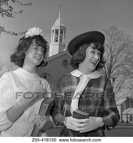 Women laughing in front of church View Large Photo Image Stock Image - Women laughing in front of church. Fotosearch
