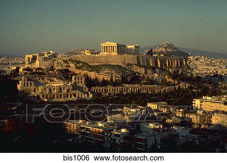 日没 上に アクロポリス 中に アテネ Greece 画像コレクション Bis1006 Fotosearch