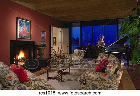 Stock Image Of Interior View Of A Traditional Colonial Style Living